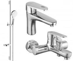 MEXEN/S - Kama DS05 Set umyvadlové a vanové baterie s příslušenstvím, chrom (72503DS05-00)