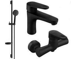 MEXEN/S - Kama DS75 Set umyvadlové a sprchové baterie s příslušenstvím, černá (72504DS75-70)