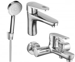 MEXEN/S - Kama R75 Set umyvadlové a vanové baterie s příslušenstvím, chrom (72503R75-00)