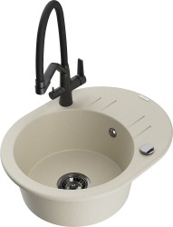 MEXEN/S - Kevin granitový dřez 1-miska včetně baterie Duo, béžová (6517-69-671701-70-B)