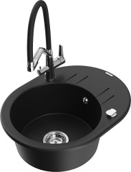 MEXEN/S - Kevin granitový dřez 1-miska včetně baterie Duo, černá (6517-77-671701-07)