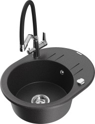MEXEN/S - Kevin granitový dřez 1-miska včetně baterie Duo, černá kropenatá (6517-76-671701-07)