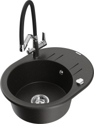 MEXEN/S - Kevin granitový dřez 1-miska včetně baterie Duo, černá/zlatá metalik (6517-75-671701-07)