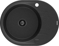 MEXEN/S - Kevin granitový dřez 1 s odkapávačem 586 x 458 mm, černá/stříbrný metalik, + černý sifon (6517581005-73-B)