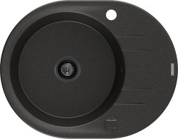 MEXEN/S - Kevin granitový dřez 1 s odkapávačem 586 x 458 mm, černá/zlatý metalik, + černý sifon (6517581005-75-B)