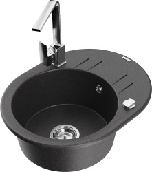 MEXEN/S - Kevin granitový dřez s odkapávačem včetně baterie Rita, černá kropenatá (6517-76-670300-00)