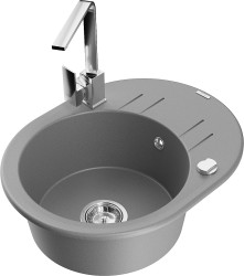 MEXEN/S - Kevin granitový dřez s odkapávačem včetně baterie Rita, šedá (6517-71-670300-00)