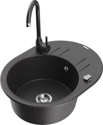 MEXEN/S - Kevin granitový dřez s odkapávačem včetně baterie Telma, kropenatá (6517-76-670200-76)