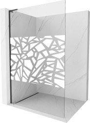 MEXEN/S - Kioto L Sprchová zástěna WALK-IN 120 x 200, bílý vzor, černá (800-120-103-70-85)