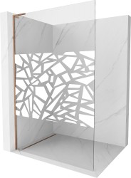 MEXEN/S - Kioto L Sprchová zástěna WALK-IN 70 x 200, bílý vzor, růžové zlato (800-070-103-60-85)