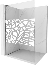 MEXEN/S - Kioto L Sprchová zástěna WALK-IN 80 x 200, bílý vzor, grafit kartáčovaná (800-080-103-66-85)