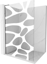 MEXEN/S - Kioto L Sprchová zástěna WALK-IN 80 x 200, bílý vzor, grafit kartáčovaná (800-080-103-66-97)