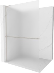 MEXEN/S - Kioto+ L Sprchová zástěna WALK-IN s poličkou a držákem ručníků 110 x 200, dekor, nikl kartáčovaná (800-110-123-97-30)