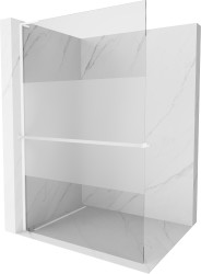 MEXEN/S - Kioto+ L Sprchová zástěna WALK-IN s poličkou a držákem ručníků 120 x 200, transparent/dekor, bílá (800-120-123-20-35)