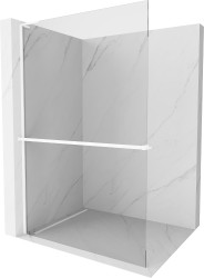 MEXEN/S - Kioto+ L Sprchová zástěna WALK-IN s poličkou a držákem ručníků 65 x 200, transparent, bílá (800-065-123-20-00)