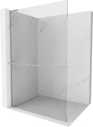 MEXEN/S - Kioto+ L Sprchová zástěna WALK-IN s poličkou a držákem ručníků 65 x 200, transparent, nikl kartáčovaná (800-065-123-97-00)