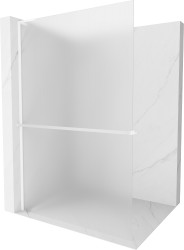 MEXEN/S - Kioto+ L Sprchová zástěna WALK-IN s poličkou a držákem ručníků 80 x 200, dekor, bílá (800-080-123-20-30)