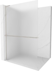 MEXEN/S - Kioto+ L Sprchová zástěna WALK-IN s poličkou a držákem ručníků 90 x 200, dekor, nikl kartáčovaná (800-090-123-97-30)