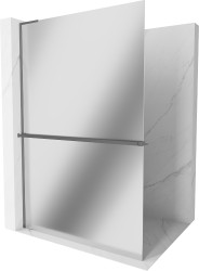 MEXEN/S - Kioto+ L  Sprchová zástěna WALK-IN s poličkou a držákem ručníků 90 x 200, zrcadlové, grafit metal (800-090-123-95-50)
