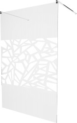 MEXEN/S - KIOTO samostatně stojící sprchová zástěna 100 x 200, transparent/bílá vzor 8 mm, chrom (800-100-002-01-85)