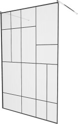 MEXEN/S - KIOTO samostatně stojící sprchová zástěna 110 x 200, transparent/černá vzor 8 mm, chrom (800-110-002-01-78)