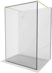 MEXEN/S - Kioto samostatně stojící sprchová zástěna 120 x 200, černý vzor 8 mm, zlatá kartáčovaná (800-120-002-55-70)