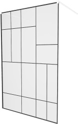 MEXEN/S - KIOTO samostatně stojící sprchová zástěna 120 x 200, transparent/černý vzor 8 mm, bílá (800-120-002-20-78)