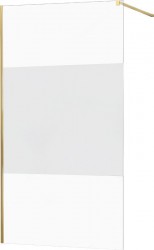 MEXEN/S - KIOTO Sprchová zástěna WALK-IN 080x200 cm 8 mm, zlatá, Transparent/matné sklo (800-080-101-50-35)