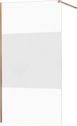 MEXEN/S - KIOTO Sprchová zástěna WALK-IN 090x200 cm 8 mm, růžové zlato Transparent/matné sklo (800-090-101-60-35)