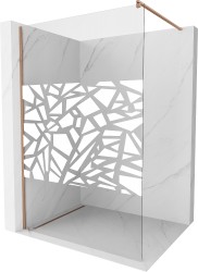 MEXEN/S - Kioto Sprchová zástěna Walk-in 100 x 200, bílý vzor 8 mm, měď kartáčovaná (800-100-101-65-85)