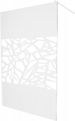 MEXEN/S - KIOTO Sprchová zástěna WALK-IN 100 x 200, transparent/bílý vzor 8 mm, bílá (800-100-101-20-85)