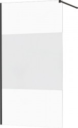 MEXEN/S - KIOTO Sprchová zástěna WALK-IN 120x200 cm 8 mm, černá, Transparent/matné sklo (800-120-101-70-35)