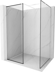MEXEN/S - Kioto Sprchová zástěna Walk-in 130 x 120, černý vzor, bílá (800-130-202-20-70-120)