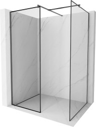 MEXEN/S - Kioto Sprchová zástěna WALK-IN 130 x 120, černý vzor, grafit kartáčovaná (800-130-202-66-70-120)