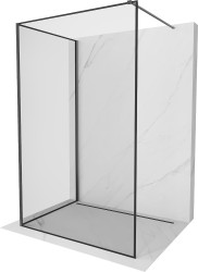 MEXEN/S - Kioto Sprchová zástěna WALK-IN 130 x 120, černý vzor, grafit kartáčovaná (800-130-212-66-70-120)