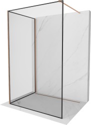 MEXEN/S - Kioto Sprchová zástěna WALK-IN 130 x 120, černý vzor, měď kartáčovaná (800-130-212-65-70-120)
