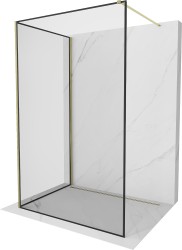 MEXEN/S - Kioto Sprchová zástěna WALK-IN 130 x 120, černý vzor, zlatá (800-130-212-50-70-120)