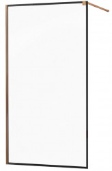 MEXEN/S - KIOTO Sprchová zástěna WALK-IN 50x200 cm 8 mm, růžové zlato, černý profil (800-050-101-60-70)