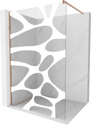 MEXEN/S - Kioto Sprchová zástěna Walk-in 70 x 200, bílý vzor 8 mm, měď kartáčovaná (800-070-101-65-97)