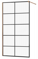 MEXEN/S - KIOTO Sprchová zástěna WALK-IN 70x200 cm 8 mm, růžové zlato, černý vzor 1 (800-070-101-60-77)