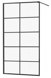 MEXEN/S - KIOTO Sprchová zástěna WALK-IN 80x200 cm 8 mm, černá, černý vzor 1 (800-080-101-70-77)