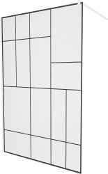 MEXEN/S - KIOTO Sprchová zástěna WALK-IN 90 x 200, transparent/černý vzor 8 mm, bílá (800-090-101-20-78)