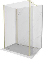 MEXEN/S - Kioto Sprchová zástěna WALK-IN 90 x 80 x 30, transparent, zlatá kartáčovaná (800-090-080-221-55-00-030)