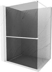 MEXEN/S - Kioto+ Sprchová zástěna WALK-IN s poličkou a držákem ručníků 100 x 200, grafit, bílá (800-100-121-20-40)