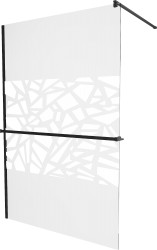 MEXEN/S - KIOTO Sprchová zástěna WALK-IN s poličkou a držákem ručníků 70 x 200, transparent/bílý dekor 8 mm, černá (800-070-121-70-85)