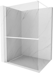 MEXEN/S - Kioto+ Sprchová zástěna WALK-IN s poličkou a držákem ručníků 75 x 200, transparent, bílá (800-075-121-20-00)