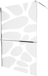 MEXEN/S - KIOTO Sprchová zástěna WALK-IN s poličkou a držákem ručníků 80 x 200, bílý dekor 8 mm, chrom (800-080-121-01-97)
