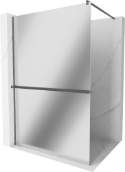 MEXEN/S - Kioto+ Sprchová zástěna WALK-IN s poličkou a držákem ručníků 90 x 200, zrcadlová, grafit kartáčovaná (800-090-121-66-50)