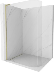 MEXEN/S - KiotoL Sprchová zástěna WALK-IN 90 x 200, transparent, zlatá kartáčovaná (800-090-103-55-06)