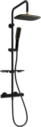MEXEN/S - KT49 sprchový sloup s termostatickou baterií, černá / zlato (771504993-75)